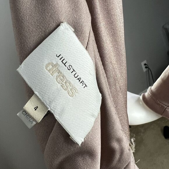 JILL STUART Womens Size 4 One Shoulder Cocktail Sheath Dress Beige Shimmer - Picture 7 of 7